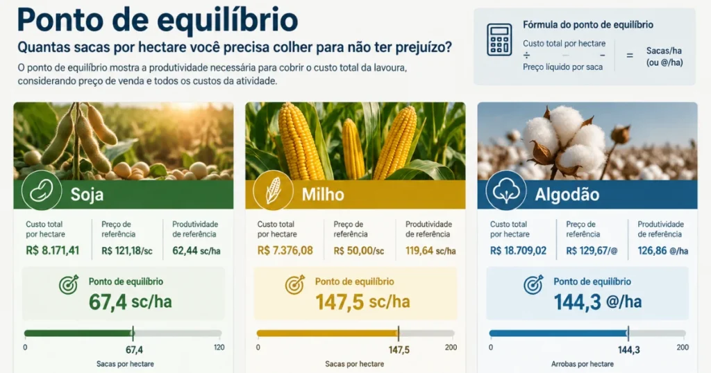 O preço também pode ser calculado pelo ponto de equilíbrio